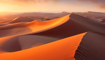 ai generado majestuoso arena dunas onda en el africano puesta de sol generado por ai foto