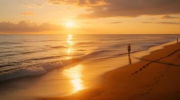 AI generated Golden Serenity Yoga Volleyball and Positive Vibes on the Tranquil Beach photo