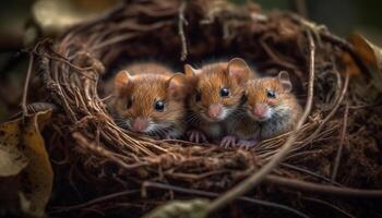 ai generado linda bebé animales celebrar nuevo vida en naturaleza abrazo generado por ai foto