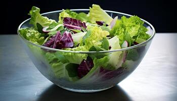 AI generated Freshness and health in a bowl of salad generated by AI photo