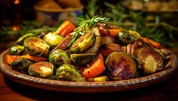 AI generated Healthy eating  fresh vegetarian meal with grilled vegetables generated by AI photo