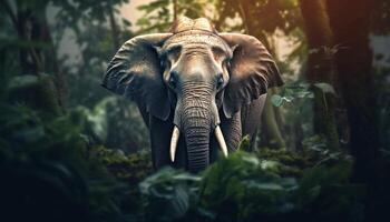 AI generated Elephant walking in tranquil African wilderness, a beauty generated by AI photo