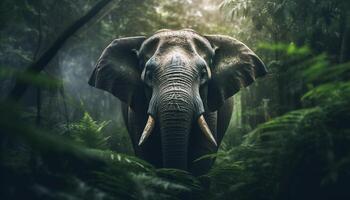 ai generado elefante caminando en el tranquilo africano selva generado por ai foto