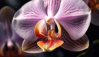 AI generated Vibrant purple orchid blossom brings elegance to nature generated by AI photo