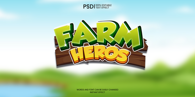 Farm Game Logo Editable Text Effect PSD Gaming logo PSD , Casual Logo game Editable Free PSD