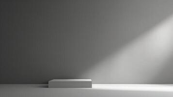 AI generated Abstract minimal scene with white podium on gray background. Mock up, photo