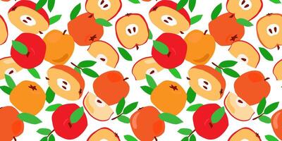 Seamless pattern with apples. Summer fruity abstract print. Vector graphics.