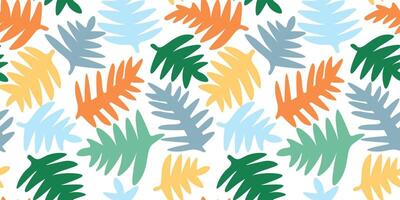 Seamless pattern with abstract branches and leaves. Scandinavian simple print. Vector graphics.