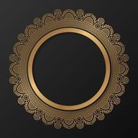dorado marco con ornamento en circulo en negro antecedentes. lujo oro mándala - vector. vector