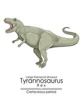 Tyrannosaurus REX, a large theropod dinosaur from Cretaceous period. vector