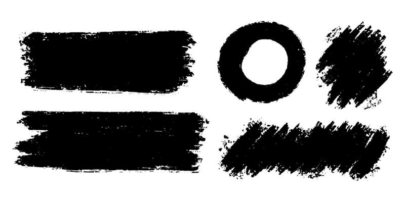 Set of ink brush strokes, brushes, lines, black paint, grungy. hand drawn graphic element isolated on white background. vector illustration.