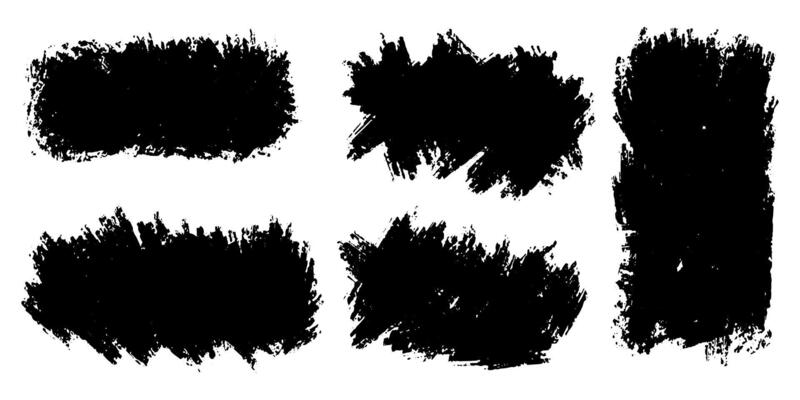 Set of ink brush strokes, brushes, lines, black paint, grungy. hand drawn graphic element isolated on white background. vector illustration.