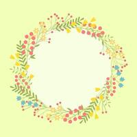 Meadow flowers circle border. Botanical circle. vector