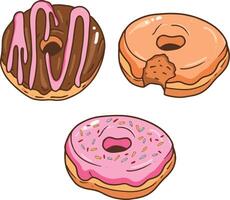 conjunto de brillante rosquillas vector ilustración