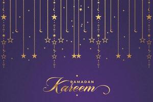 Ramadhan, Eid al-Fitr, Islamic calendar background greeting card with crescent moon decoration vector