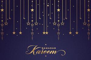 Ramadán, eid al fitr, islámico calendario antecedentes saludo tarjeta con creciente Luna decoración vector