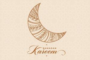 Ramadhan, Eid al-Fitr, Islamic calendar background greeting card with crescent moon decoration vector