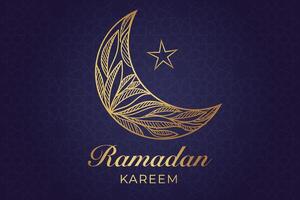 Ramadhan, Eid al-Fitr, Islamic calendar background greeting card with crescent moon decoration vector