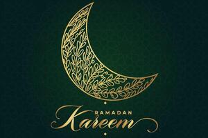 Ramadhan, Eid al-Fitr, Islamic calendar background greeting card with crescent moon decoration vector