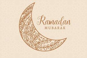 Ramadhan, Eid al-Fitr, Islamic calendar background greeting card with crescent moon decoration vector