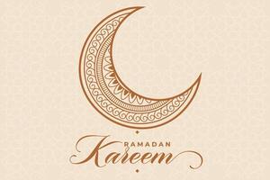 Ramadhan, Eid al-Fitr, Islamic calendar background greeting card with crescent moon decoration vector