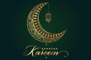 Ramadhan, Eid al-Fitr, Islamic calendar background greeting card with crescent moon decoration vector