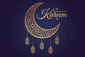 Ramadhan, Eid al-Fitr, Islamic calendar background greeting card with crescent moon decoration vector