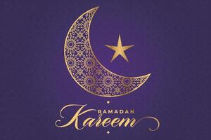 Ramadhan, Eid al-Fitr, Islamic calendar background greeting card with crescent moon decoration vector