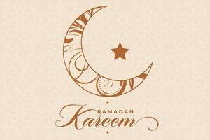 Ramadhan, Eid al-Fitr, Islamic calendar background greeting card with crescent moon decoration vector