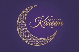 Ramadhan, Eid al-Fitr, Islamic calendar background greeting card with crescent moon decoration vector