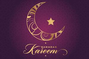 Ramadhan, Eid al-Fitr, Islamic calendar background greeting card with crescent moon decoration vector