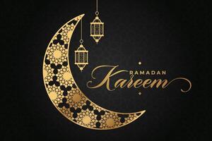 Ramadán, eid al fitr, islámico calendario antecedentes saludo tarjeta con creciente Luna decoración vector