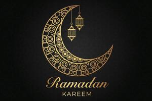 Ramadán, eid al fitr, islámico calendario antecedentes saludo tarjeta con creciente Luna decoración vector