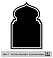 Islamic Arch Design Glyph with outline Black Filled silhouettes Design pictogram symbol visual illustration vector