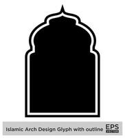 Islamic Arch Design Glyph with outline Black Filled silhouettes Design pictogram symbol visual illustration vector