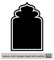 islámico arco diseño glifo con contorno negro lleno siluetas diseño pictograma símbolo visual ilustración vector
