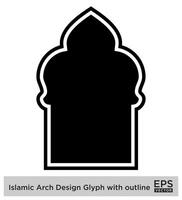 Islamic Arch Design Glyph with outline Black Filled silhouettes Design pictogram symbol visual illustration vector