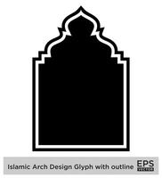 Islamic Arch Design Glyph with outline Black Filled silhouettes Design pictogram symbol visual illustration vector