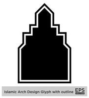 Islamic Arch Design Glyph with outline Black Filled silhouettes Design pictogram symbol visual illustration vector