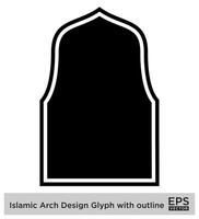 Islamic Arch Design Glyph with outline Black Filled silhouettes Design pictogram symbol visual illustration vector