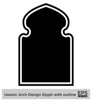 Islamic Arch Design Glyph with outline Black Filled silhouettes Design pictogram symbol visual illustration vector