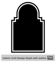 Islamic Arch Design Glyph with outline Black Filled silhouettes Design pictogram symbol visual illustration vector