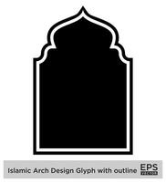 Islamic Arch Design Glyph with outline Black Filled silhouettes Design pictogram symbol visual illustration vector