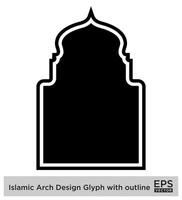 Islamic Arch Design Glyph with outline Black Filled silhouettes Design pictogram symbol visual illustration vector