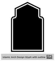 Islamic Arch Design Glyph with outline Black Filled silhouettes Design pictogram symbol visual illustration vector