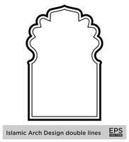 Islamic Arch Design double lines Outline Linear Black Stroke silhouettes Design pictogram symbol visual illustration vector