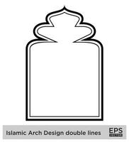 islámico arco diseño doble líneas contorno lineal negro carrera siluetas diseño pictograma símbolo visual ilustración vector