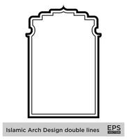 Islamic Arch Design double lines Outline Linear Black Stroke silhouettes Design pictogram symbol visual illustration vector