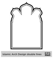 Islamic Arch Design double lines Outline Linear Black Stroke silhouettes Design pictogram symbol visual illustration vector