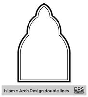 Islamic Arch Design double lines Outline Linear Black Stroke silhouettes Design pictogram symbol visual illustration vector